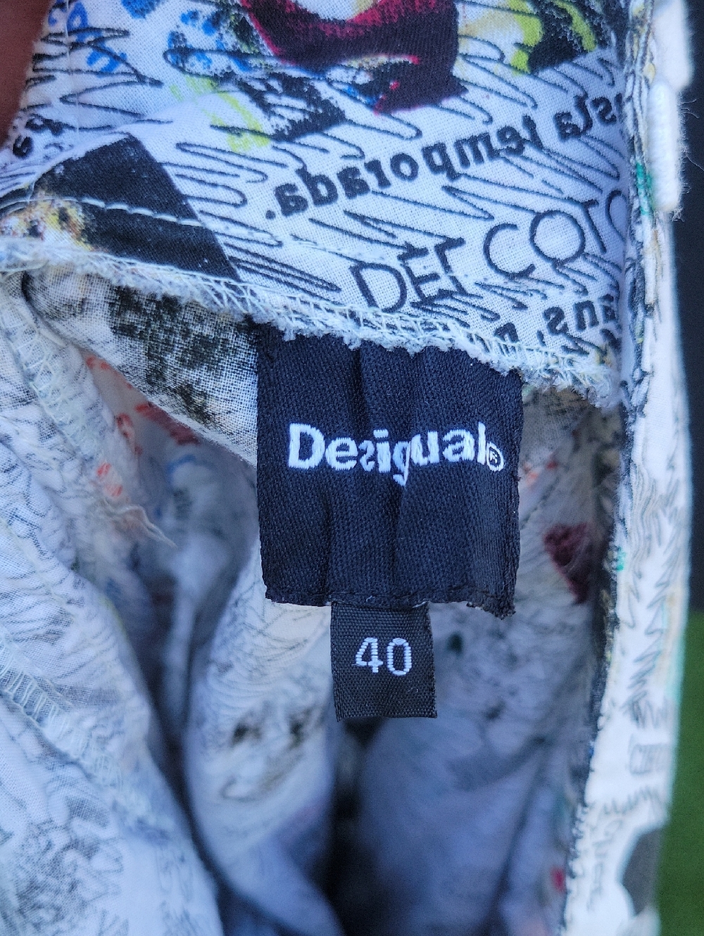 Desigual Newspaper Print Midi Skirt Paneled Y2K Novelty Graphic A-Line M/L - Picture 2 of 13